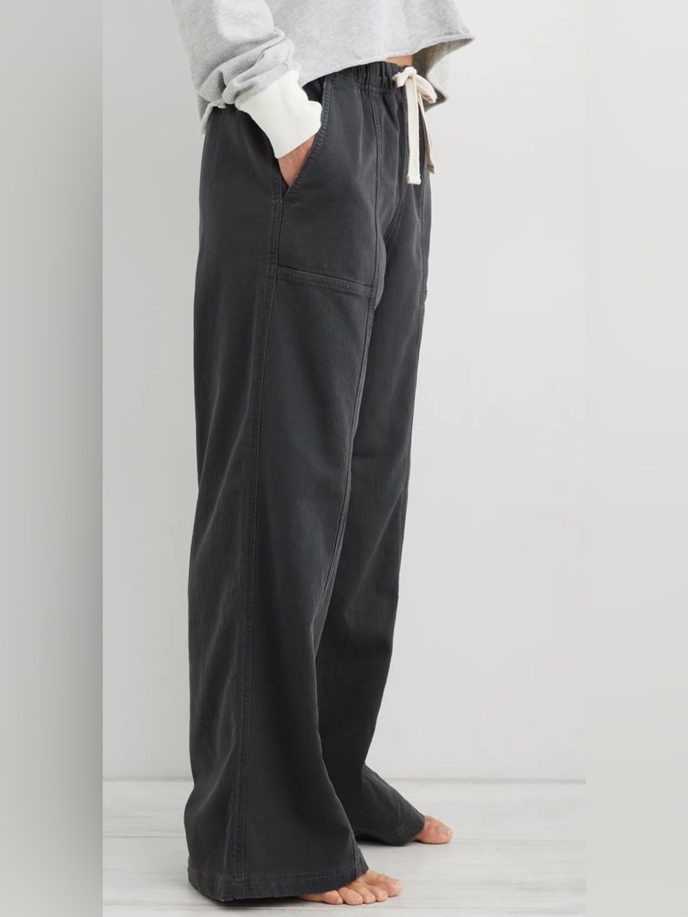 Aerieđź’ŽNWT Wide Leg Medium Me-Day Tie Waist Straight Leg Pant Size Medium 8/10 - Picture 3 of 8